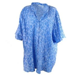 Liz & Me Women Blouse Plus 5X 34/36W Floral Blue